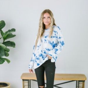 Blue Tie Dye Long Sleeve Shirt